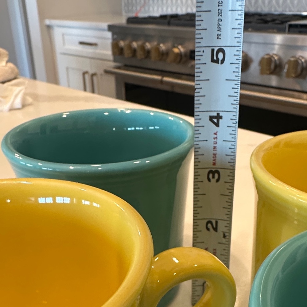 FIESTAWARE MUGS HLC  2 Yellow & 2 Turquoise Ceramic Tom & Jerry Ring Handle EUC - Picture 11 of 12